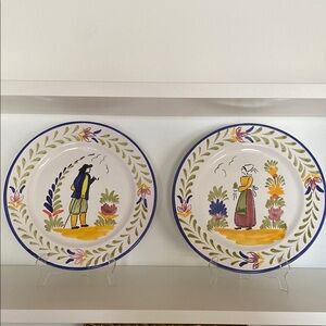 Hand-Painted Ceramic Plates looks like Quimper 
Made in Portugal
